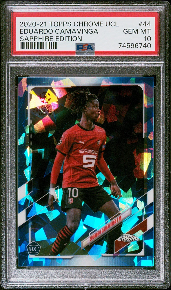 2020 Topps Chrome Uefa Champions League Sapphire Edition 44 Eduardo Camavinga PSA 10
