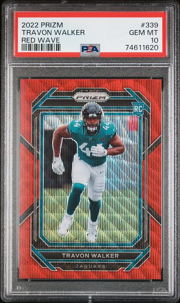 2022 Panini Prizm 339 Travon Walker Red Wave PSA 10