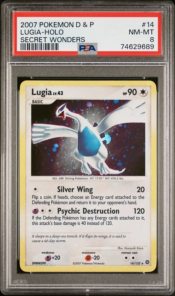 2007 Pokemon Diamond & Pearl Secret Wonders 14 Lugia-holo PSA 8