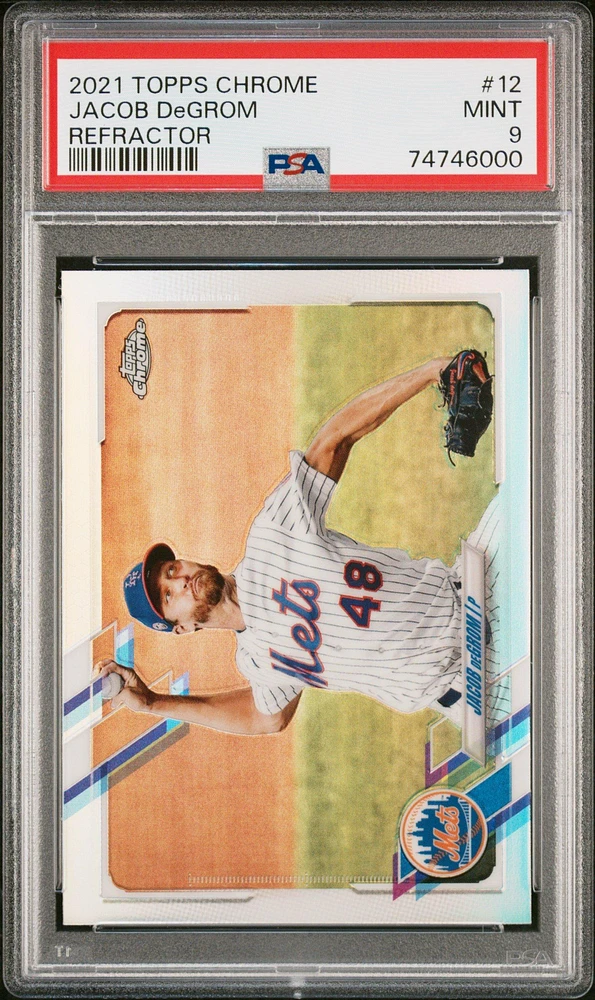 2021 Topps Chrome 12 Jacob Degrom Refractor PSA 9