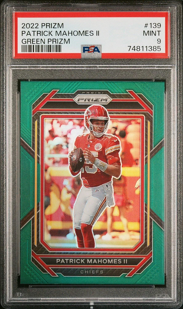 2022 Panini Prizm 139 Patrick Mahomes Ii Green Prizm PSA 9