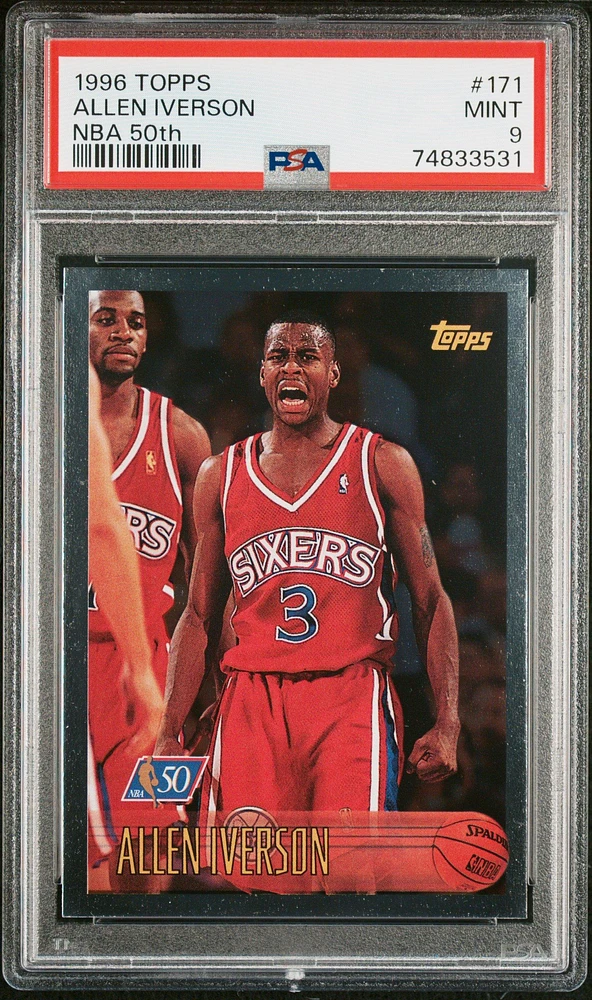 1996 Topps 171 Allen Iverson Nba 50th PSA 9