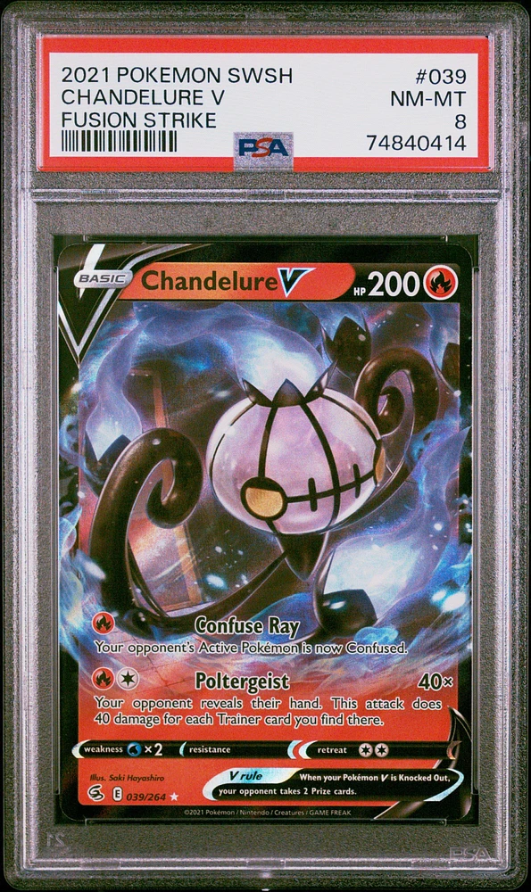 2021 Pokemon Sword & Shield Fusion Strike 039 Chandelure V PSA