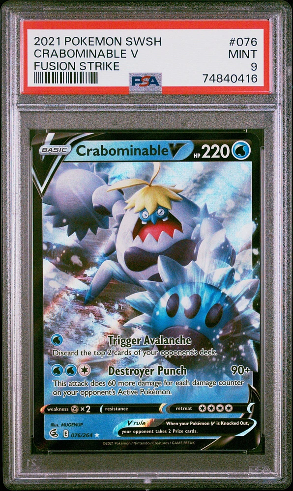 2021 Pokemon Sword & Shield Fusion Strike 076 Crabominable V PSA 9