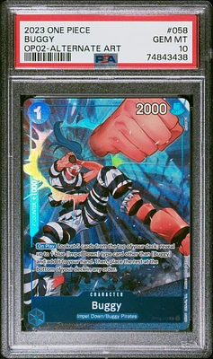 2023 One Piece Paramount War 058 Buggy Alternate Art PSA 10