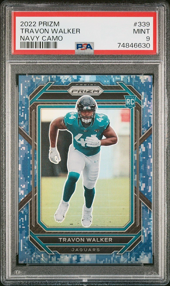 2022 Panini Prizm 339 Travon Walker Navy Camo PSA 9