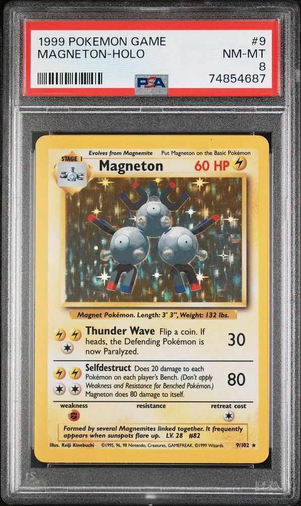 1999 Pokemon Game 9 Magneton PSA 8