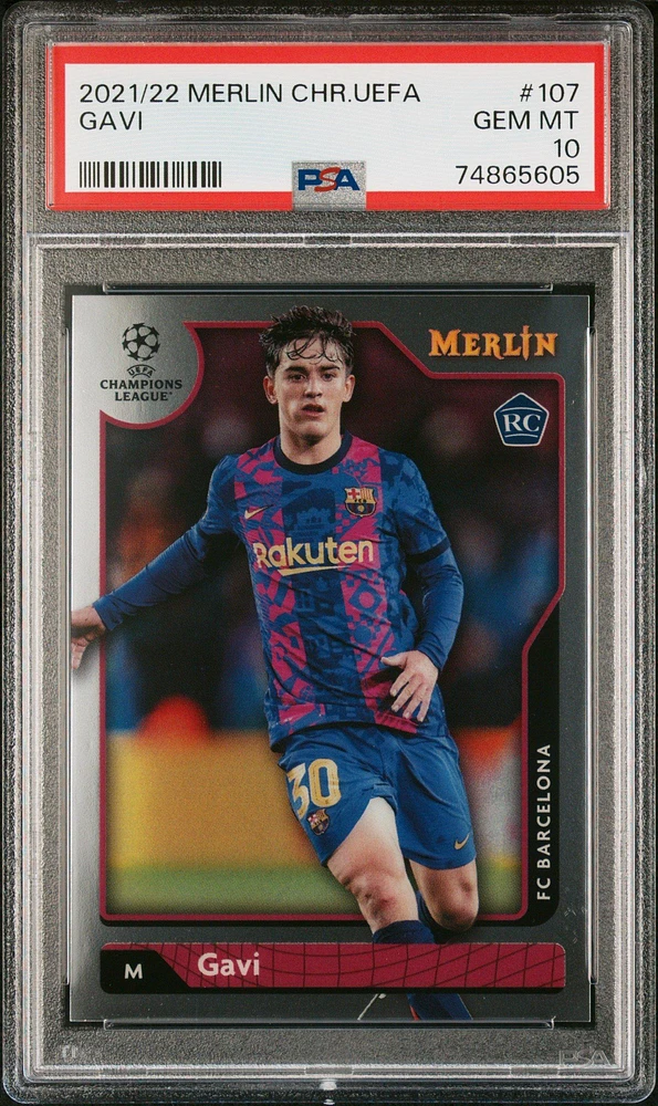 2021-2022 Topps Merlin Chrome Uefa League 107 Gavi PSA 10