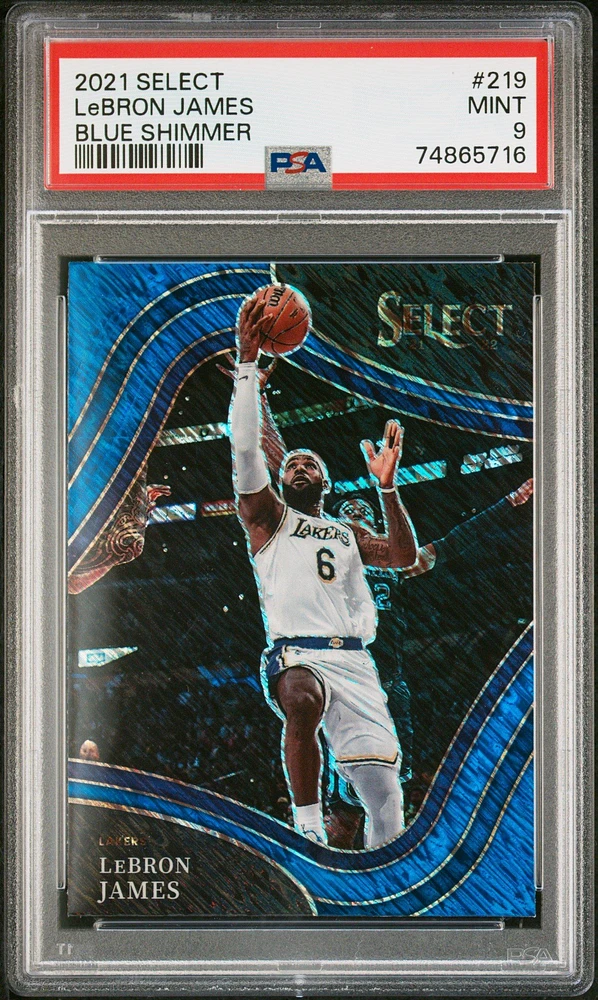 2021 Panini Select 219 Lebron James Blue Shimmer PSA 9