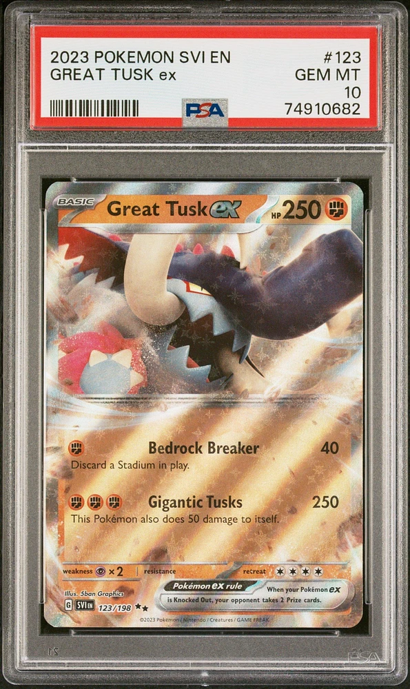 2023 Pokemon Svi En-scarlet & Violet 123 Great Tusk Ex PSA 10