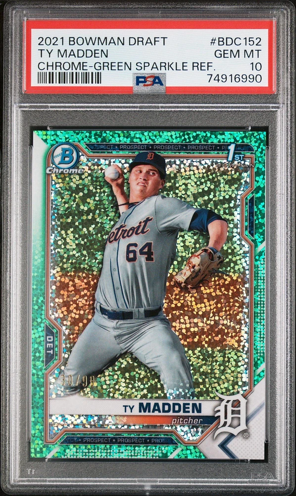 2021 Bowman Draft Bdc152 Ty Madden Chrome-green Sparkle Refractor PSA 10