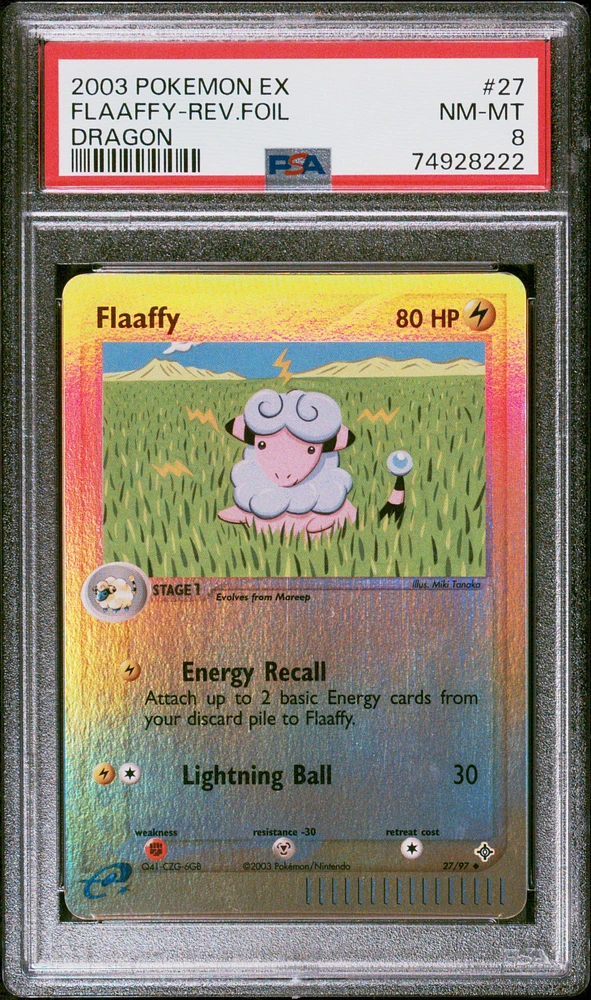 2003 Pokemon Ex Dragon 27 Flaaffy-reverse Foil PSA 8