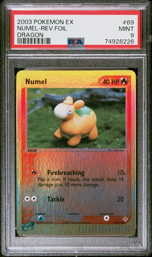 2003 Pokemon Ex Dragon 69 Numel-reverse Foil PSA 9