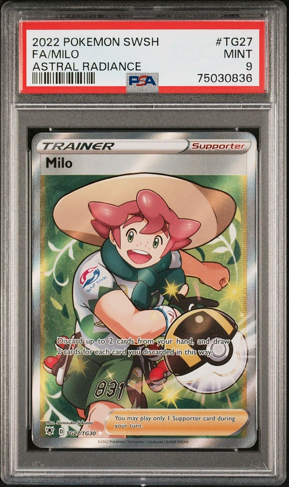 2022 Pokemon Sword & Shield Astral Radiance Tg27 Full Art/milo PSA 9