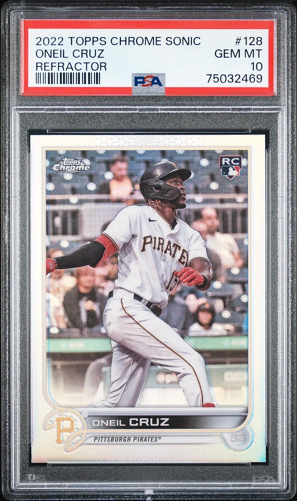 2022 Topps Chrome Sonic 128 Oneil Cruz Refractor PSA 10