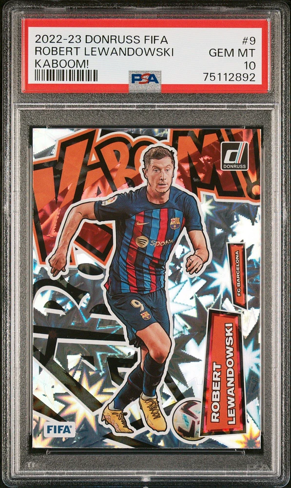 2022 Panini Donruss Fifa Kaboom! 9 Robert Lewandowski PSA 10