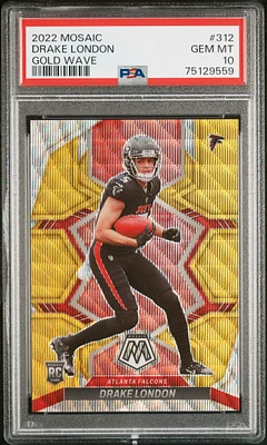 2022 Panini Mosaic 312 Drake London Gold Wave PSA 10