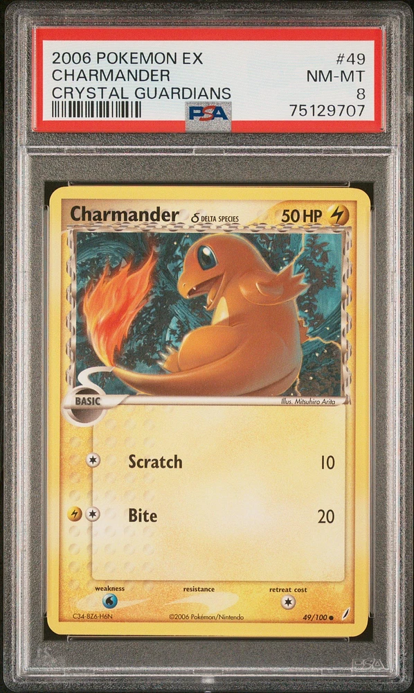 2006 Pokemon Ex Crystal Guardians 49 Charmander PSA 8