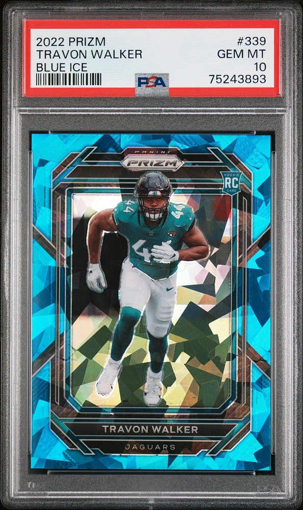2022 Panini Prizm 339 Travon Walker Blue Ice PSA 10