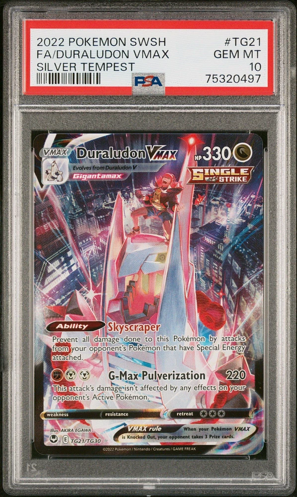 2022 Pokemon Sword & Shield Silver Tempest Tg21 Fa/duraludon Vmax PSA 10