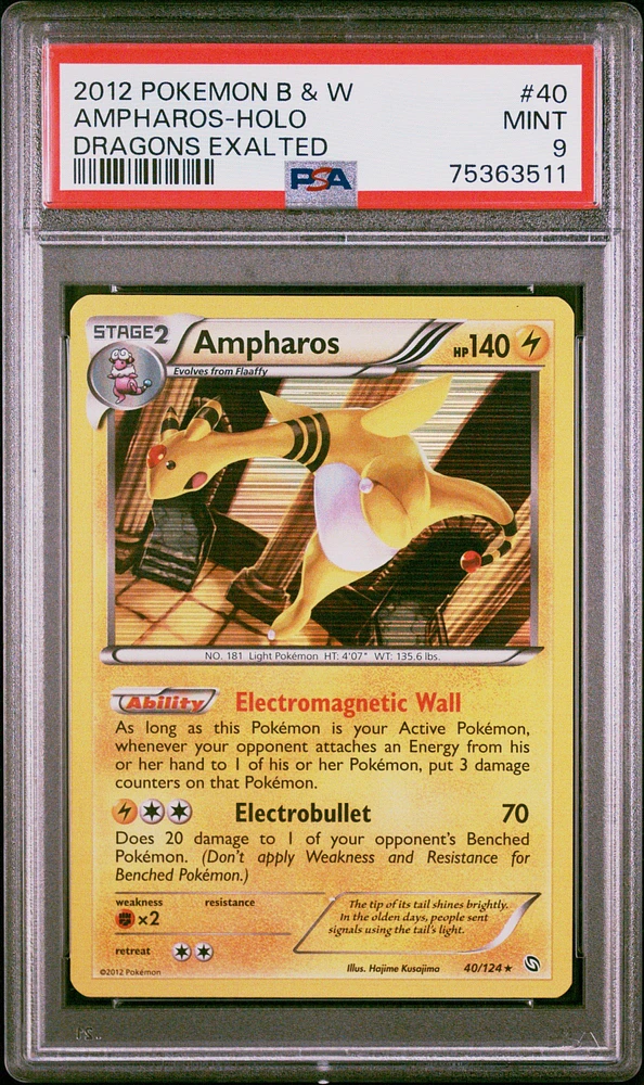 2012 Pokemon Black & White Dragons Exalted 40 Ampharos PSA 9