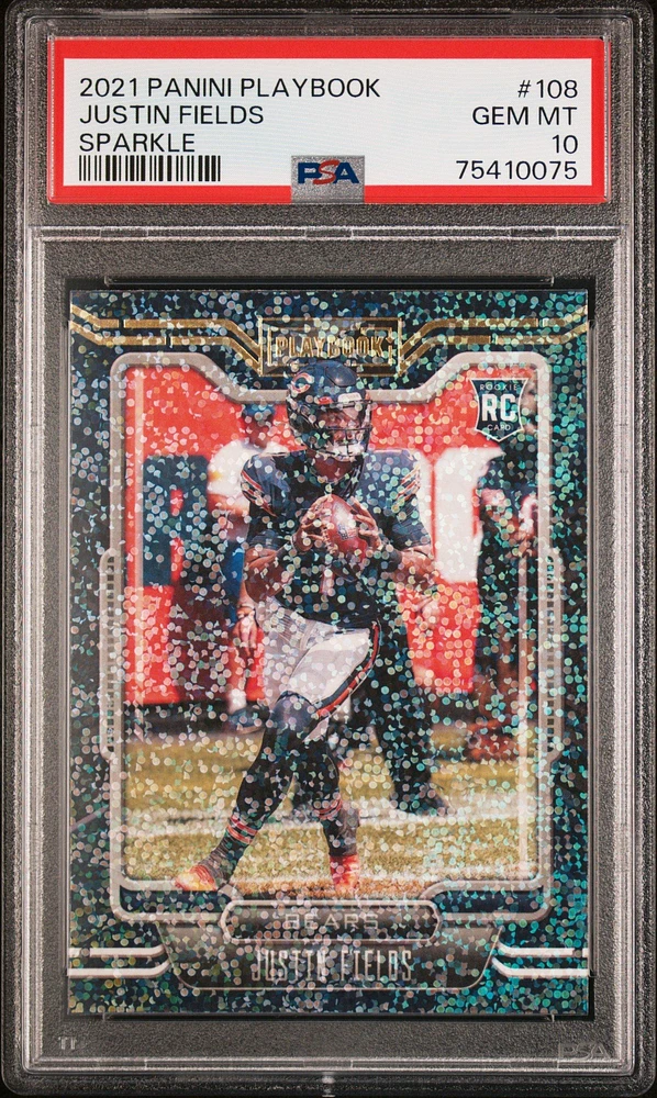 2021 Panini Playbook 108 Justin Fields Sparkle PSA 10