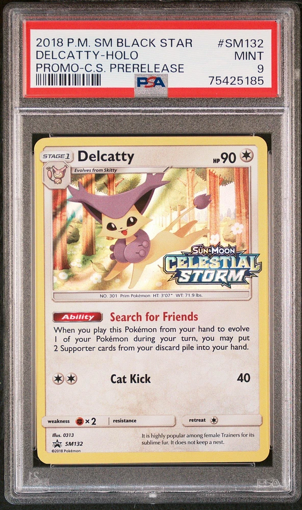 2018 Pokemon Sm Black Star Promo Sm132 Delcatty-holo Celestial Storm Prerelease PSA 9