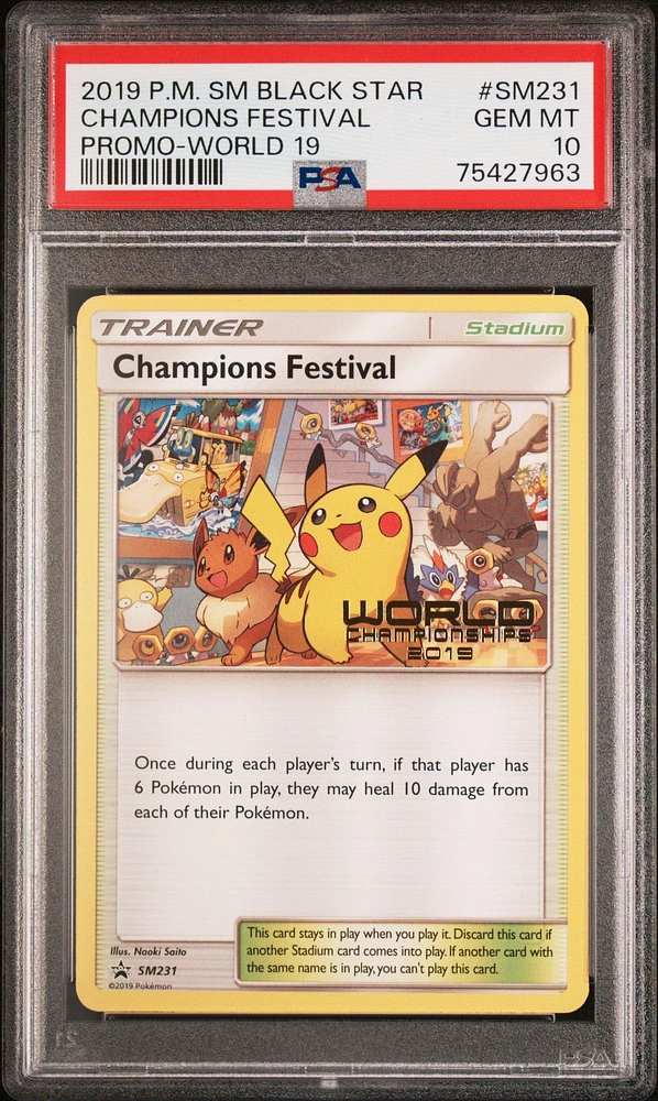 2019 Pokemon Sm Black Star Promo Sm231 Champions Festival World 19 PSA 10