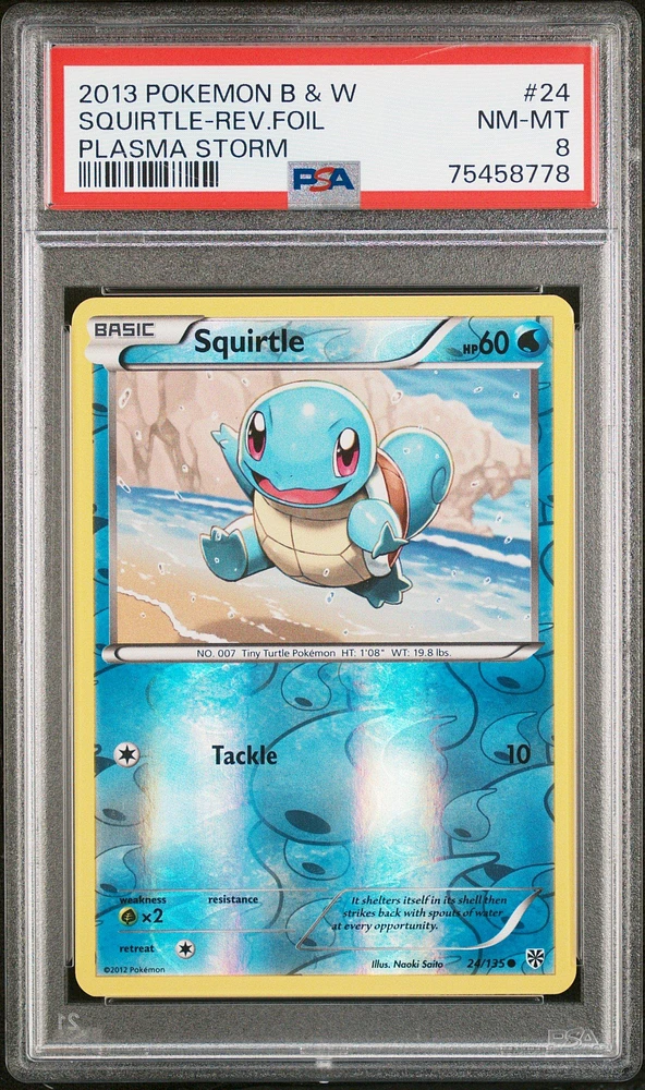 2013 Pokemon Black & White Plasma Storm 24 Squirtle PSA 8