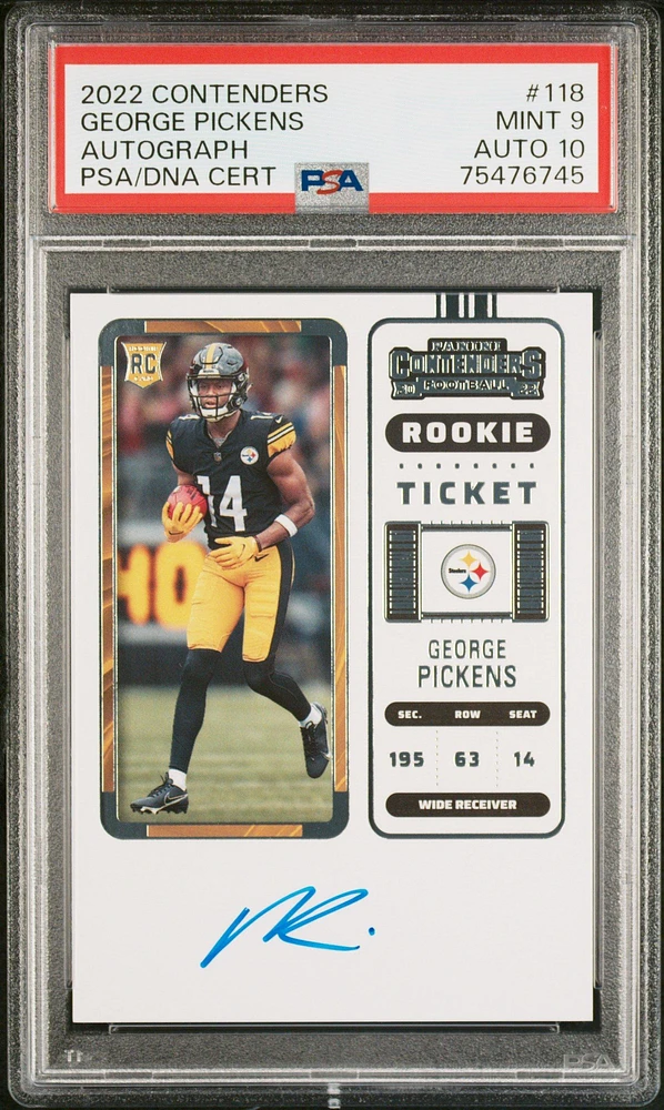 2022 Panini Contenders 118 George Pickens Autograph PSA 9
