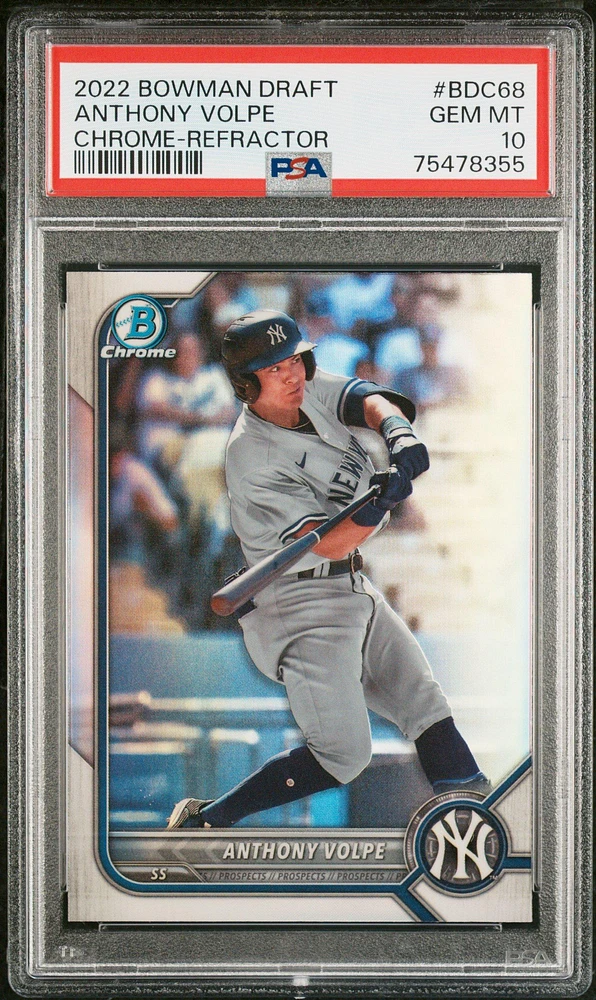 2022 Bowman Draft Bdc68 Anthony Volpe Chrome-refractor PSA 10