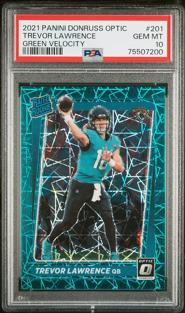 2021 Panini Donruss Optic 201 Trevor Lawrence Green Velocity PSA 10