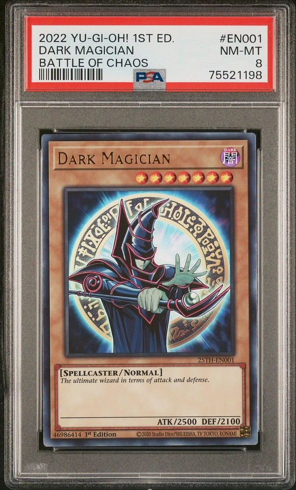 2022 Yu-gi-oh! Bach-battle Of Chaos En001 Dark Magician PSA 8