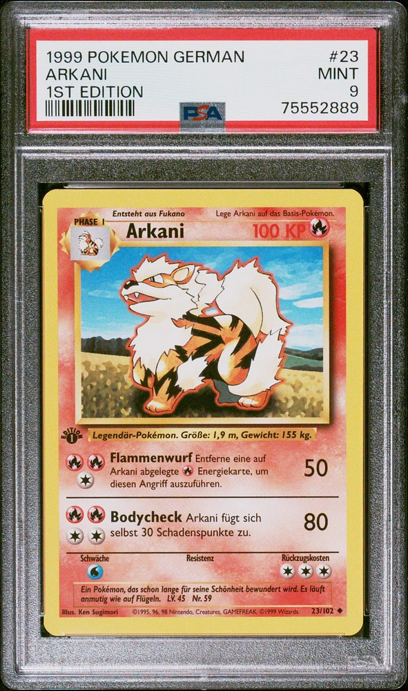 1999 Pokemon German 23 Arkani 1st Edition PSA