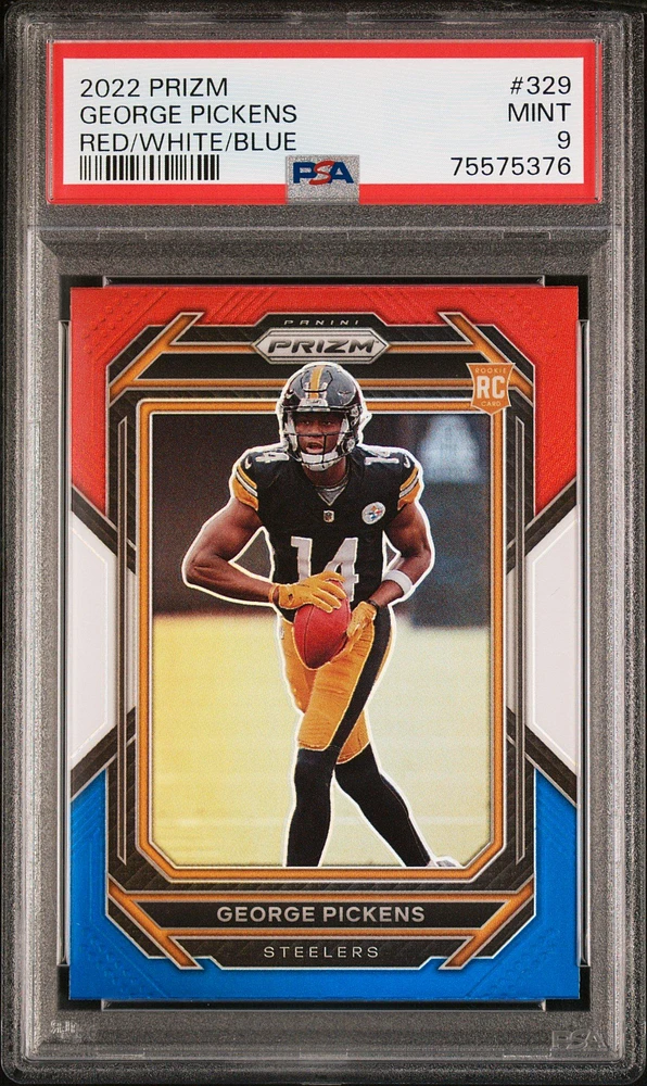 2022 Panini Prizm 329 George Pickens Red/white/blue PSA 9