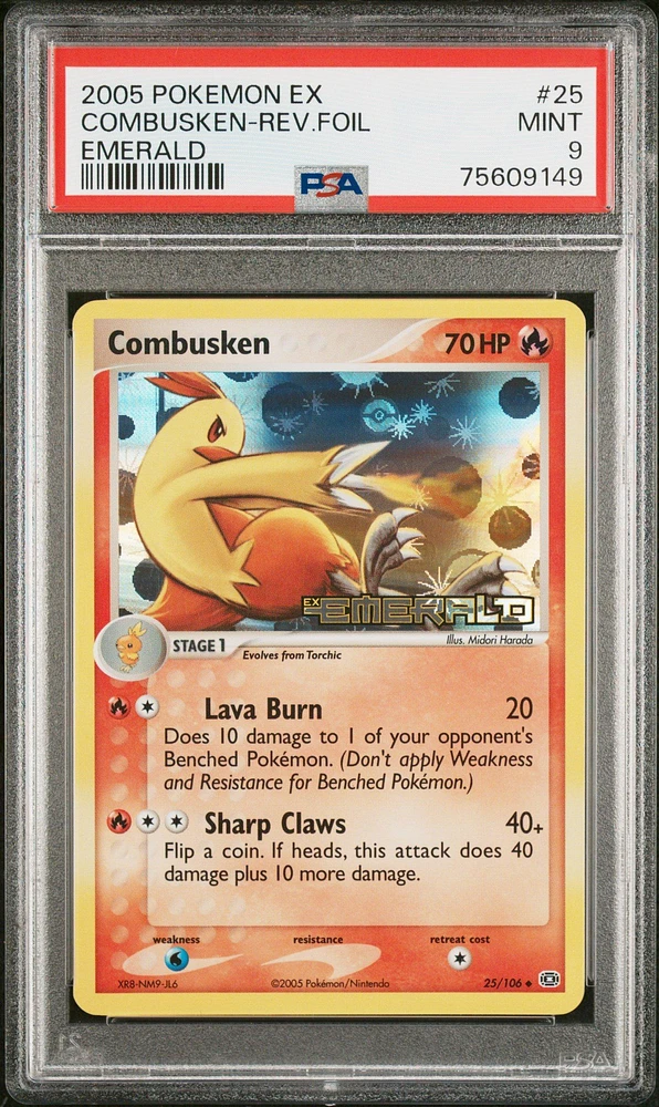 2005 Pokemon Ex Emerald 25 Combusken-reverse Foil PSA 9