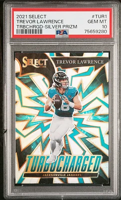 2021 Panini Select Turbocharged Tur1 Trevor Lawrence Silver Prizm PSA 10