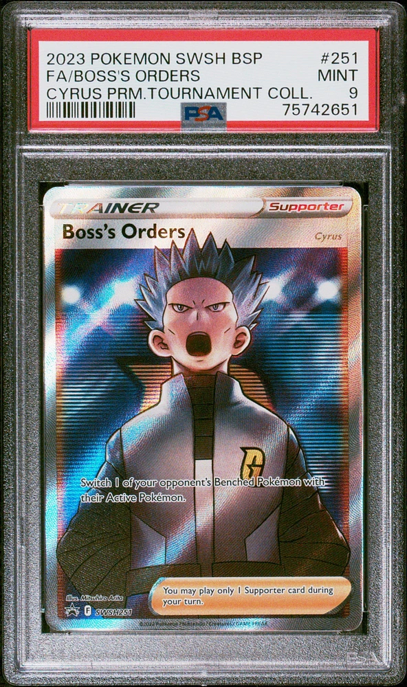 2023 Pokemon Swsh Black Star Promo 251 Full Art/boss's Orders Cyrus Premium Tournament Collection PSA 9