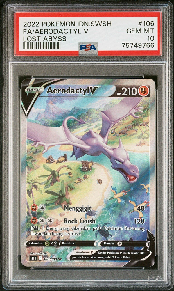 2022 Pokemon Indonesian Sword & Shield Lost Abyss 106 Fa/aerodactyl V PSA 10