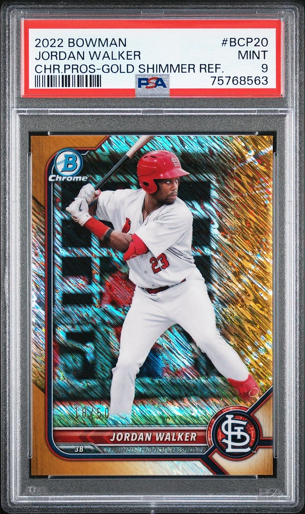 2022 Bowman Chrome Prospects Bcp20 Jordan Walker Gold Shimmer Refractor PSA 9