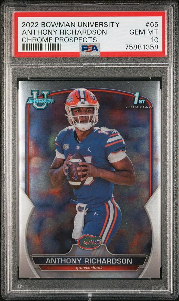 2022 Bowman University Chrome Prospects 65 Anthony Richardson PSA 10