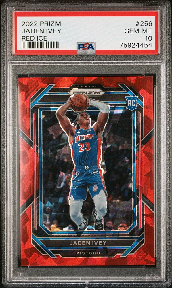 2022 Panini Prizm 256 Jaden Ivey Red Ice PSA 10
