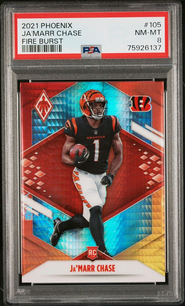 2021 Panini Phoenix 105 Ja'marr Chase Fire Burst PSA