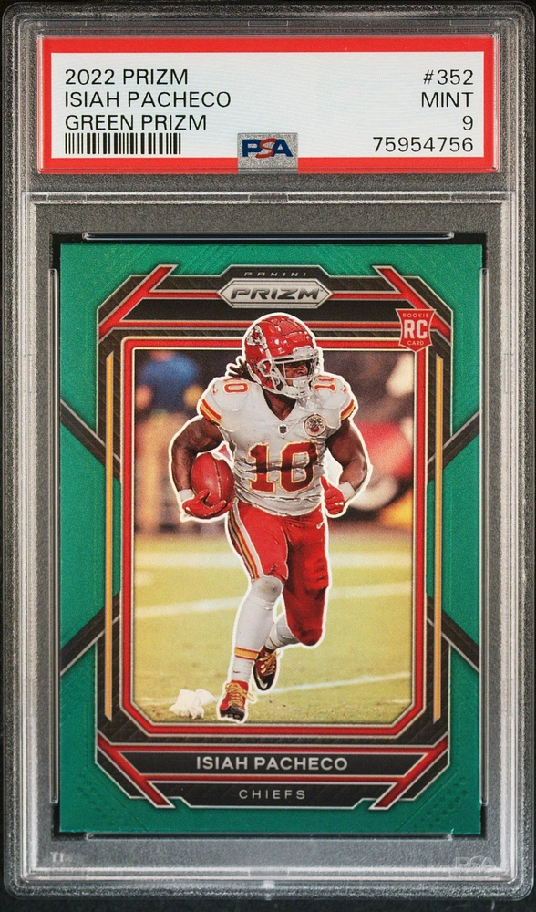 2022 Panini Prizm 352 Isiah Pacheco Green Prizm PSA 9
