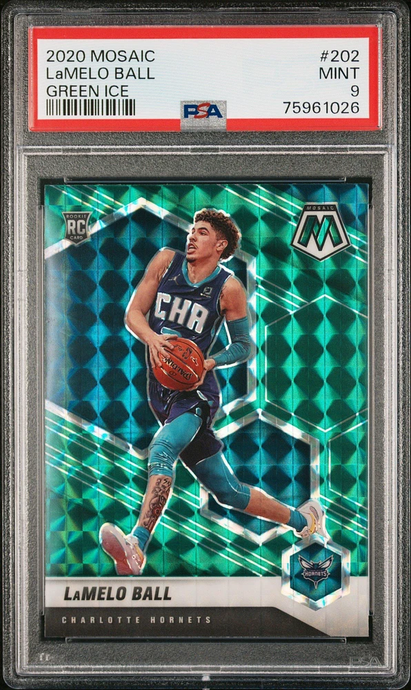 2020 Panini Mosaic 202 Lamelo Ball Green Ice PSA 9