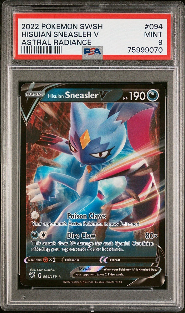 2022 Pokemon Sword & Shield Astral Radiance 094 Hisuian Sneasler V PSA 9