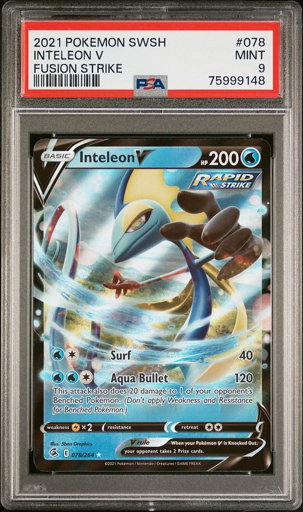 2021 Pokemon Sword & Shield Fusion Strike 078 Inteleon V PSA 9