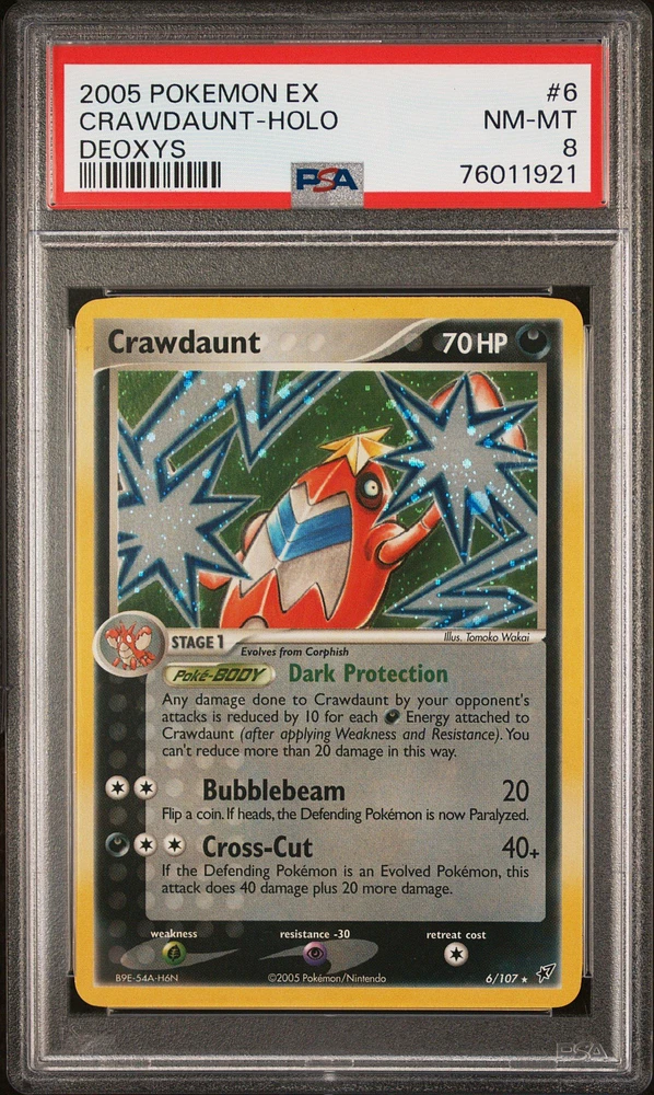 2005 Pokemon Ex Deoxys 6 Crawdaunt-holo PSA 8