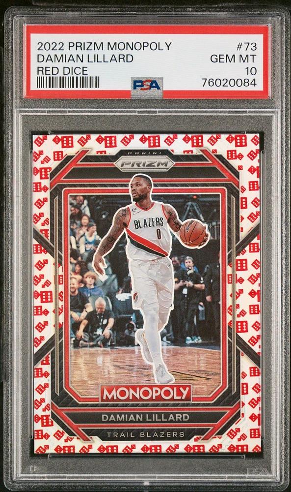2022 Panini Prizm Monopoly 73 Damian Lillard Red Dice PSA 10