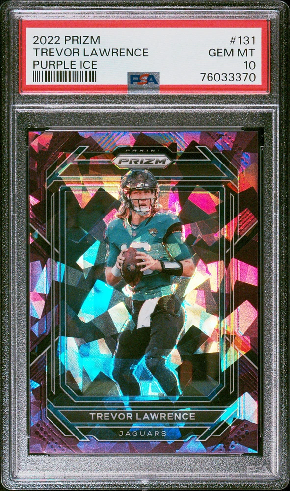 2022 Panini Prizm 131 Trevor Lawrence Purple Ice PSA 10